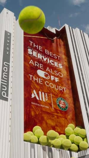 Hotel Releases Tennis Balls in a fake-out-of-home ad of ALL Accor