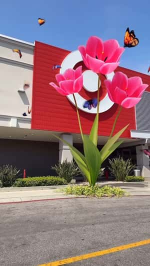 Tulip Blooms Outside the Store in a fake-out-of-home ad of Target