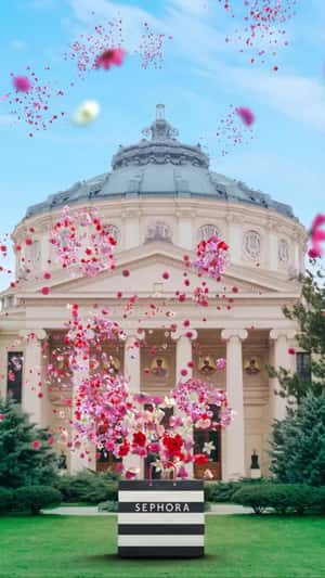 Spring Flowers Bloom at Concert Hall in a fake-out-of-home ad of Sephora