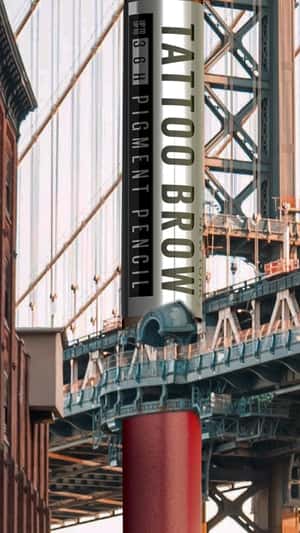 Pillar Bridge Eyebrow in Manhattan in fake-out-of-home ad of Maybelline