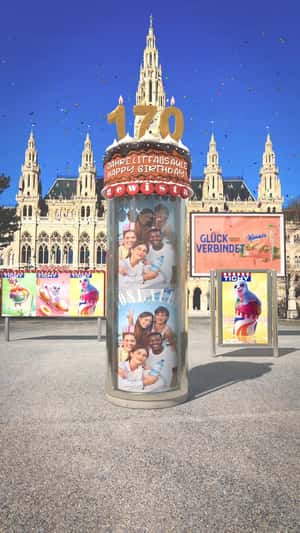 Ad Column Emerges from the Ground in a fake-out-of-home ad of Gewista