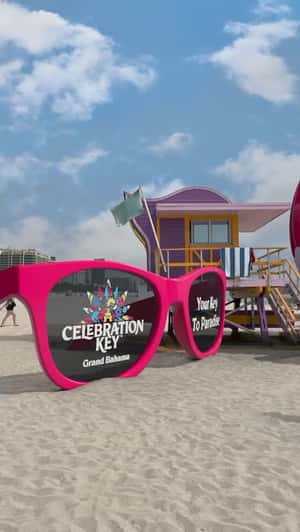 Massive Sunglasses at Miami Beach in a fake-out-of-home ad of Carnival Cruise Lines