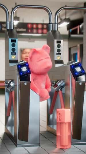 Lip Tint and Teddy in Subway in fake-out-of-home ad of Maybelline