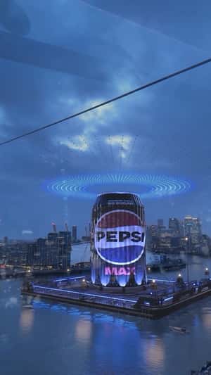 Can Inflates at River Thames in a fake-out-of-home ad of Pepsi