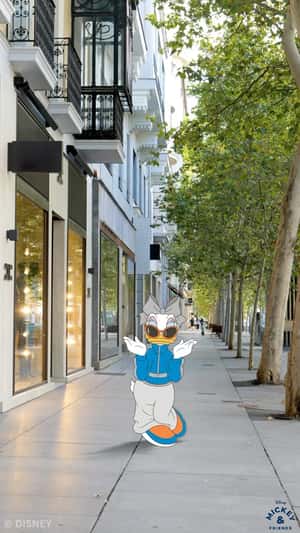 Daisy Duck Poses at Urban Street in a fake-out-of-home ad of Disney