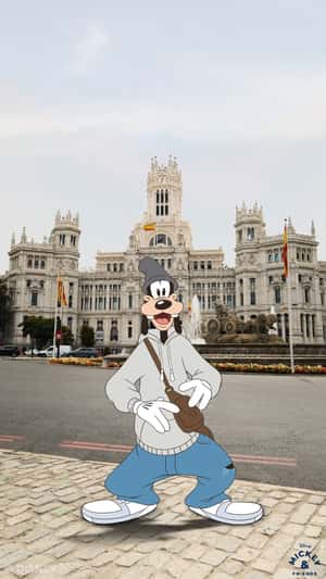 Goofy Spotted at Cibeles Palace in a fake-out-of-home ad of Disney