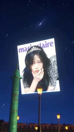 Statue Projects Hologram at Plaza in a fake-out-of-home ad of Marie Claire