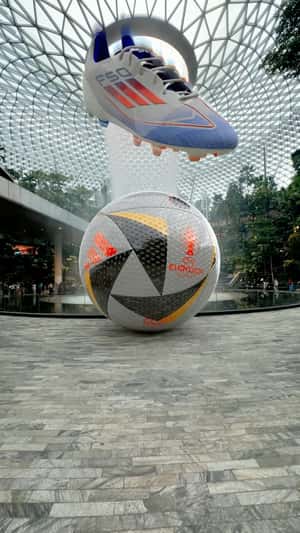 Soccer Ball Burst Out of Digital Screen in a fake-out-of-home ad of Adidas