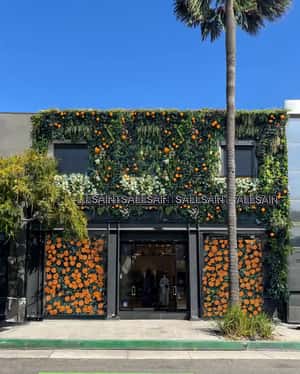 Store Facade Turned into Garden in a fake-out-of-home ad of AllSaints