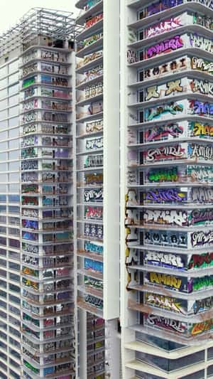 Towers Designed with Graffiti in a fake-out-of-home ad of AMIRI