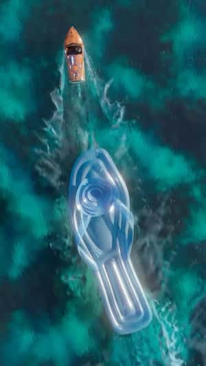 Inflated Sandal Drifts at Sea in a fake-out-of-home ad of Anthropologie