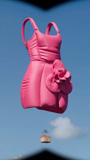 Inflated Dress Floats in the Air in a fake-out-of-home ad of Anthropologie