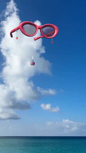 Pink Sunglasses Hot Air Balloon in a fake-out-of-home ad of Anthropologie