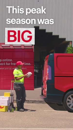 Extended Delivery Van on Street in a fake-out-of-home ad of Australia Post