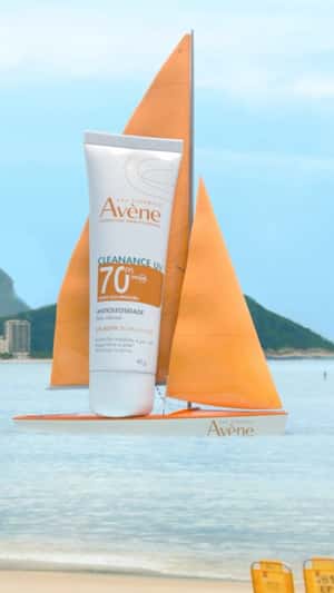 Sunscreen Riding on Sailboat in a fake-out-of-home of Avène