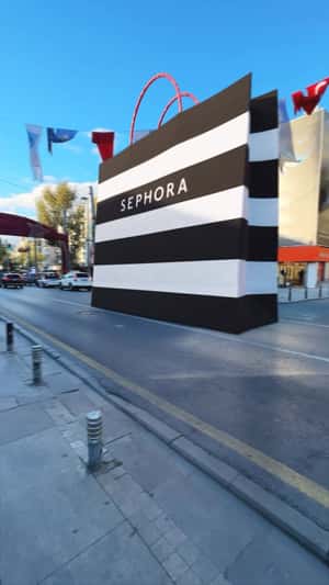 Sephora Paper Bag Transformation in fake-out-of-home ad of Sephora