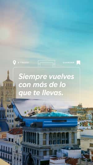 Vacation Destination Inside Suitcase in a fake-out-of-home ad of B Travel