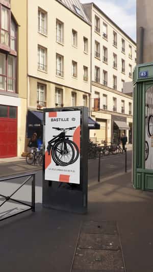 Bicycle Comes Out from Street Ad in a fake-out-of-home ad of BASTILLE