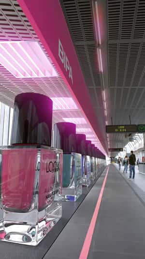 Nail Polish Refill at Train Station in a fake-out-of-home ad of BIPA
