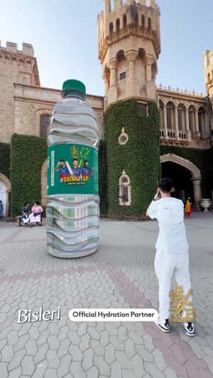 Bottled Water Installation at Castle in a fake-out-of-home ad of Bisleri