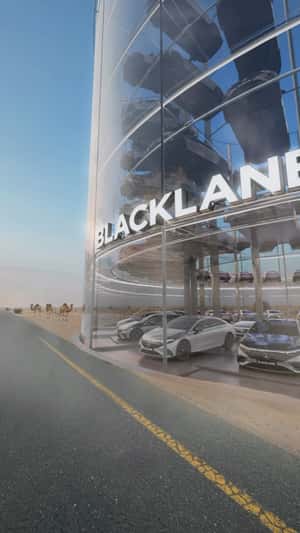 Car Showroom Appears on Highway in a fake-out-of-home ad of Blacklane
