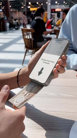 Bill Deposited on Smartphone in a fake-out-of-home-ad of Botim