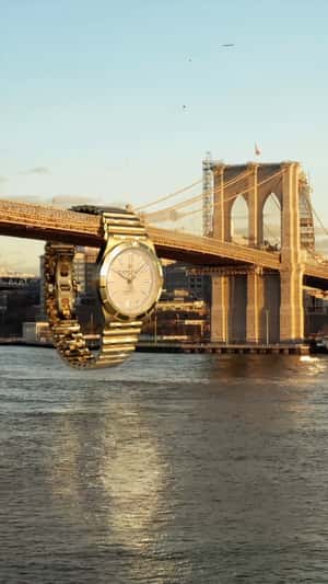 Mechanical Watch Hanging on the Bridge in a fake-out-of-home ad of Breitling