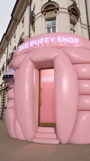 Store Entrance Inflates like Puffer Jacket in a fake-out-of-home ad of Burga