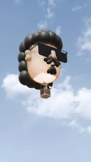Character Hot Air Balloon Drops Boxes in a fake-out-of-home ad of Burger Dealer