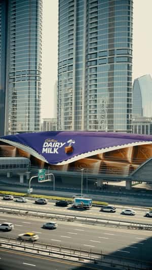 Helicopter Uncovers Metro Station in a fake-out-of-home ad of Cadbury