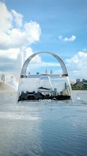 Handbag Surfaces from Lake in a fake-out-of-home ad of Cakenis