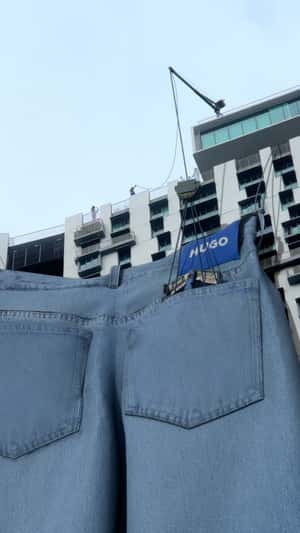 Giant Jeans fake out of home ad of Hugo