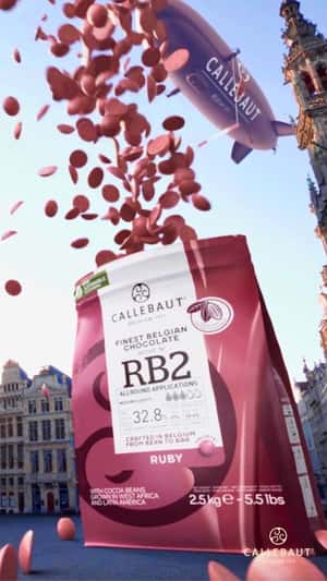 Airship Drops a Bag of Chocolate in a fake-out-of-home ad of Callebaut