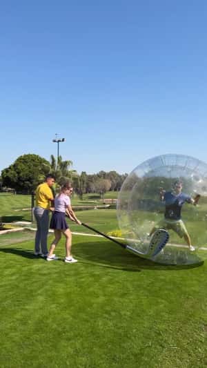 Man in Ball Tossed onto Field in a fake-out-of-home ad of Carya Golf Club
