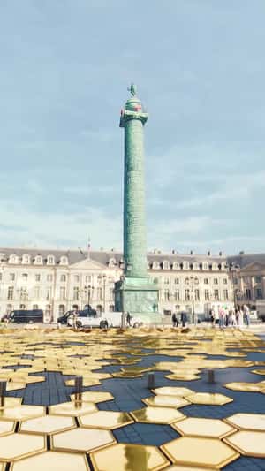 Ground Turned into Golden Honeycomb in a fake-out-of-home ad of Chaumet