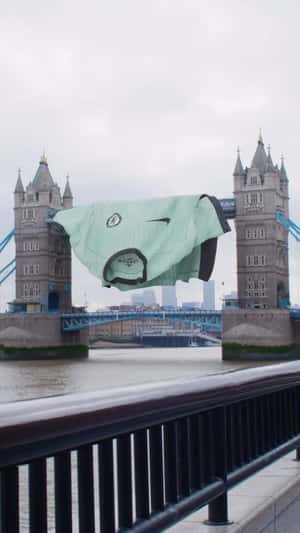 Jersey Hanging at Tower Bridge in a fake-out-of-home ad of Chelsea FC