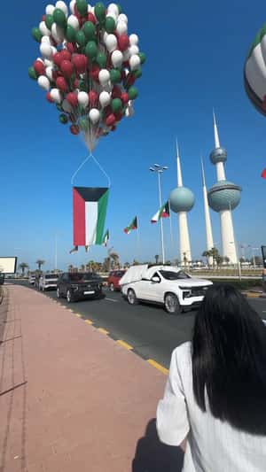 Balloons Carry the Flag of Kuwait in a fake-out-of-home ad of Chevrolet