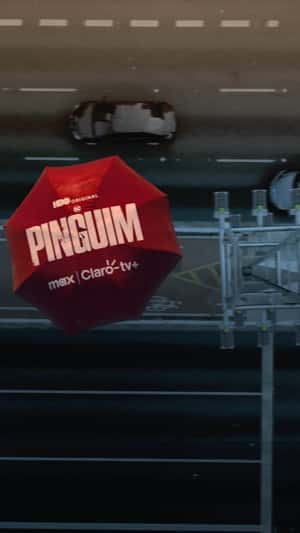 Red Umbrella Hovers Above the City in a fake-out-of-home ad of Claro