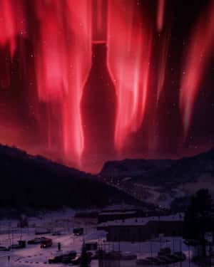 Northern Lights Form a Coke Bottle in a fake-out-of-home ad of Coca-Cola