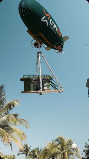 Blimp Delivers Custom Built Station in a fake-out-of-home ad of Conviva