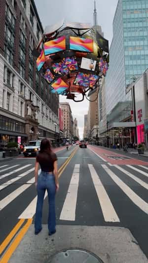 Monitors on Floating Sphere in fake-out-of-home ad of MSI
