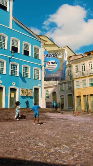 Packaging Floats Between Buildings in a fake-out-of-home ad of Dorflex