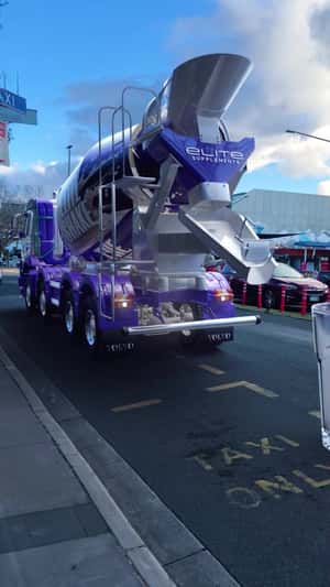 Mixer Truck Pours Protein Shake in a fake-out-of-ad of Elite Supps Australia