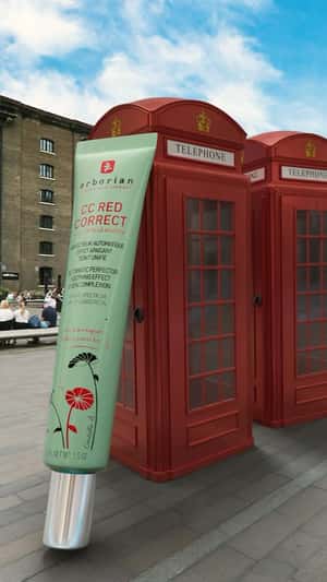 Cream Tube Topples Telephone Box in a fake-out-of-home ad of Erborian