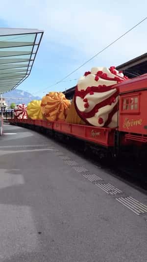 Train Loaded with Ice Cream in a fake-out-of-home ad of Extreme Ice Cream