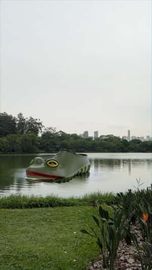 Frog Loafer Drifts on River in a fake-out-of-home ad of Farfetch