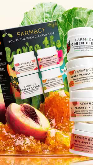 Balm Rolls in the Store Garden in a fake-out-of-home ad of Farmacy Beauty