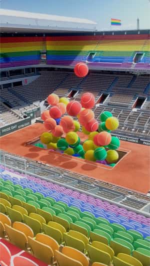 Court Releases Tennis Balls into the Air in a fake-out-of-home ad of FFT
