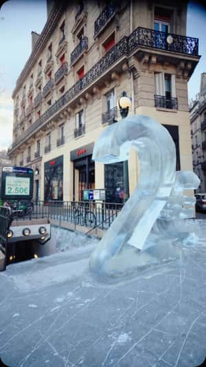Sculpture Installation at Subway Entrance in a fake-out-of-home ad of Free