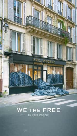 Denim Overflow at Store in a fake-out-of-home ad of Free People